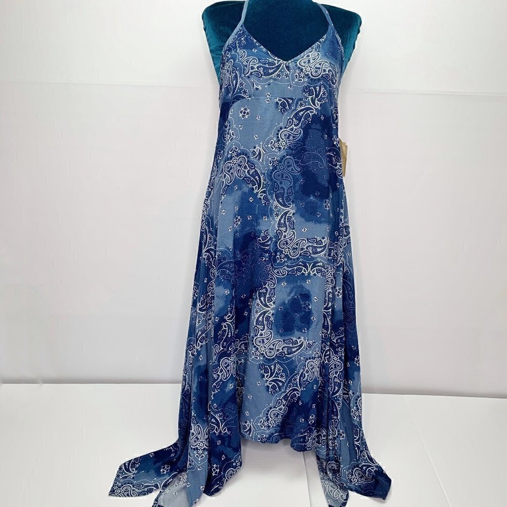 True Craft Summer Dress XS Bandana Blue Midi NWT Paisley